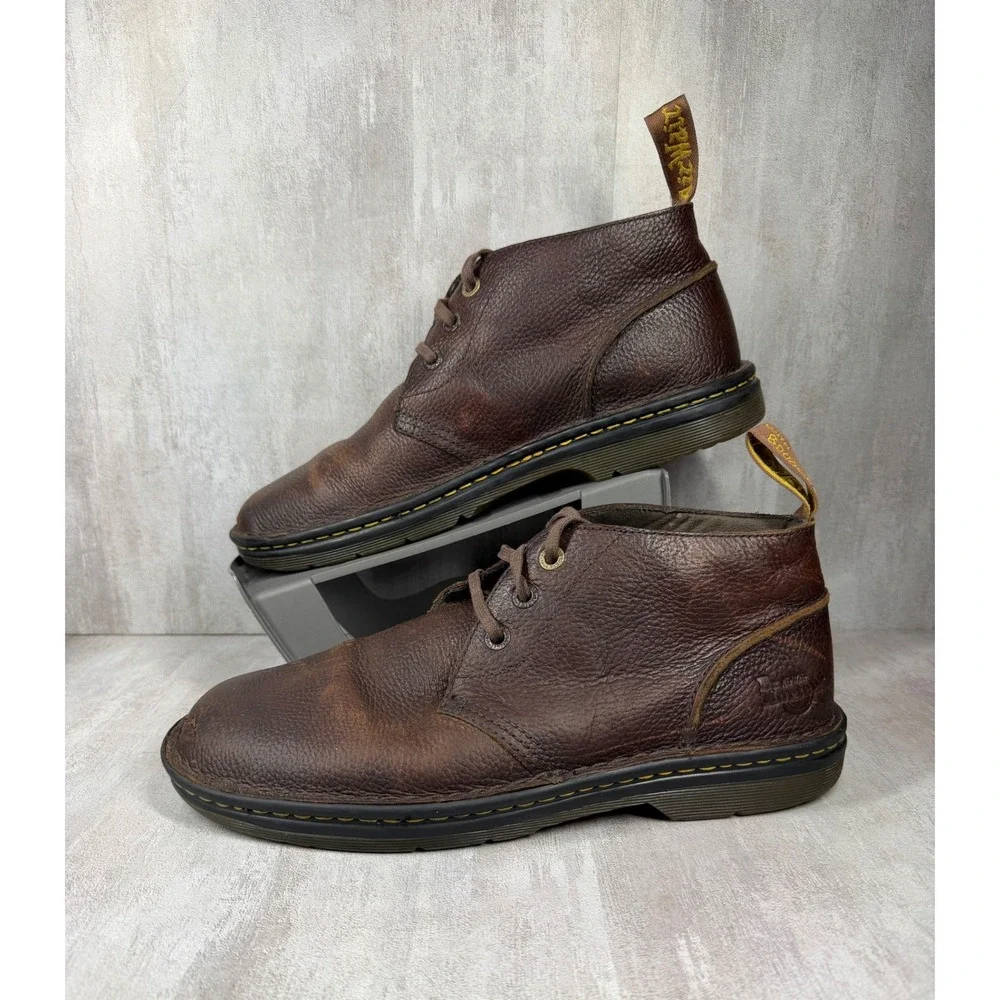 Dr. Martens Industrial Brown Pebbled Leather Chukka Boots Slip Resistant Mens 11